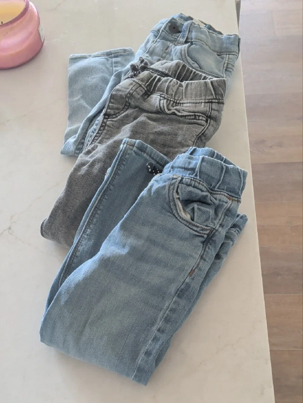 Kids Elastic-Waist Denim Jogger Pants - Light Blue